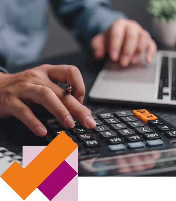 Closeup of someone using calculator